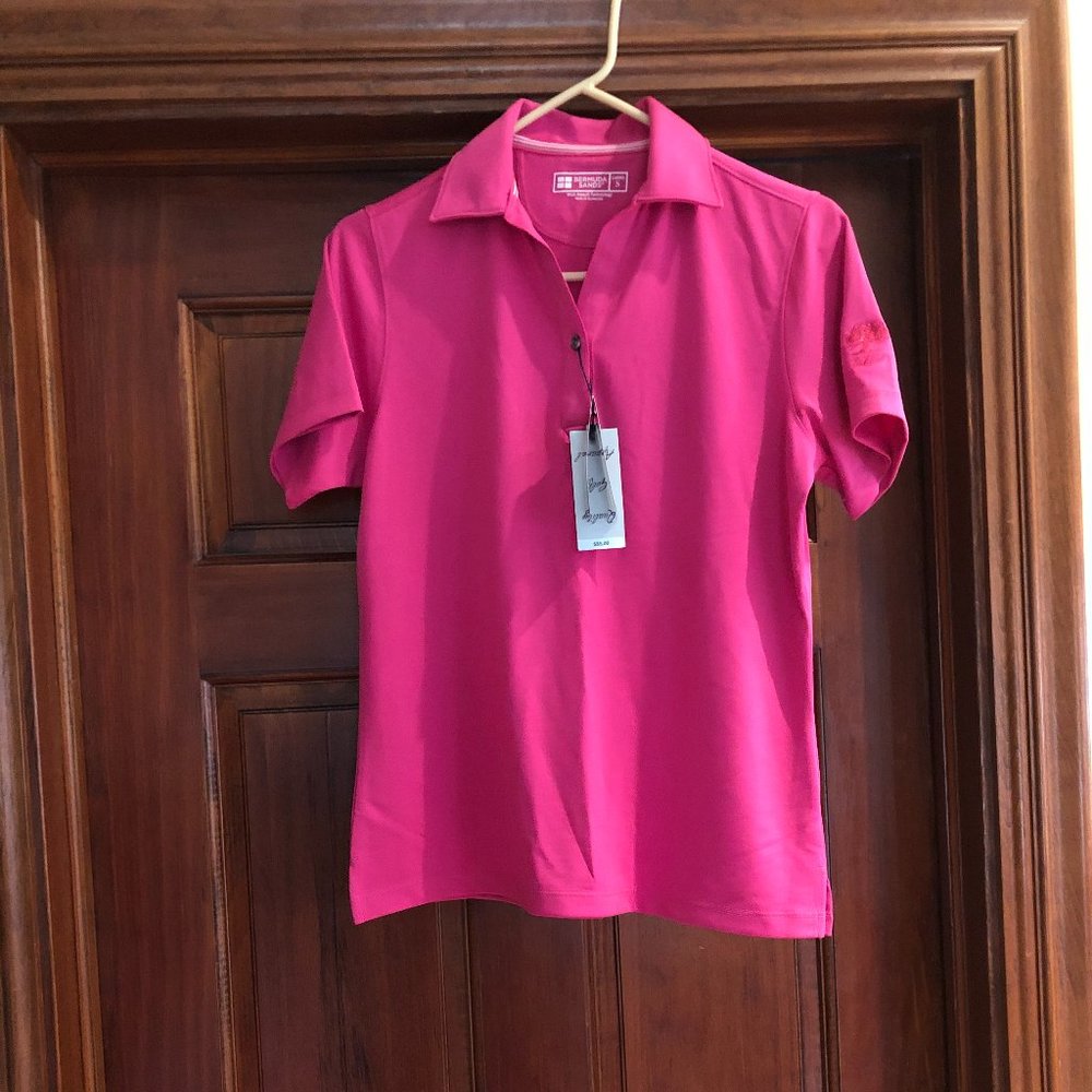 BERMUDA SANDS Women's Golf Shirt Size Small HT PINK Wick Away Technology